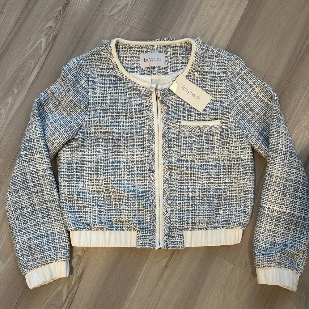 Lucy Paris Blue Tweed Jacket - Chanel-Inspired Design, NWT